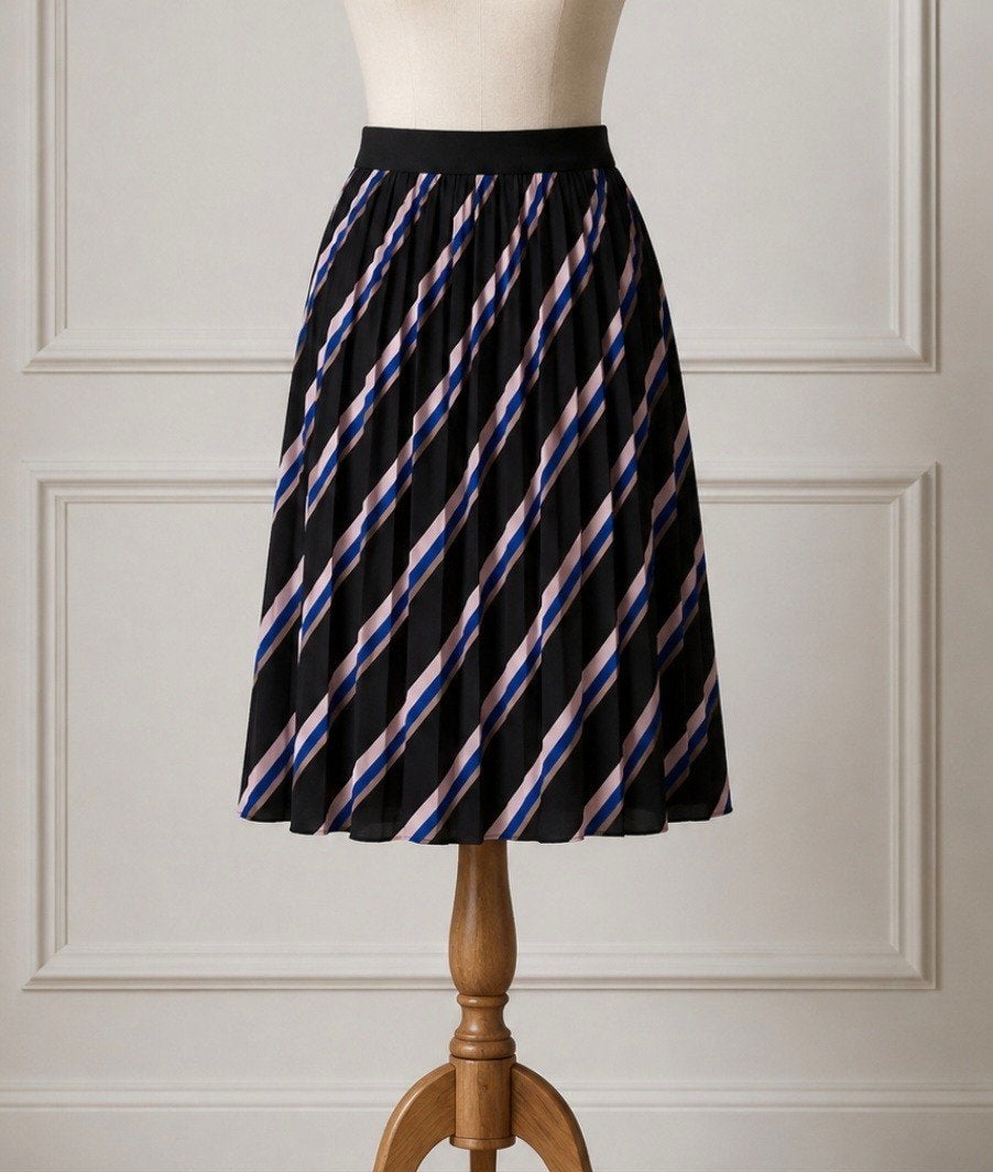 Plissé rok zwart/oud roze met elastische tailleband, Verzenden, Zwart, Maat 36 (S), Gedragen