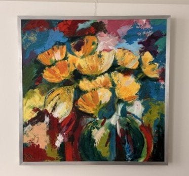 Schilderij Spring, Antiek en Kunst, Kunst | Schilderijen | Klassiek, Bloemen, Acrylverf, Overige stijlen, Doek