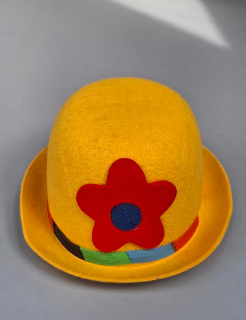 Gele vilten hoed met bloem en strooien cowboyhoed, Onbekend, Hoed, Gedragen, One size fits all