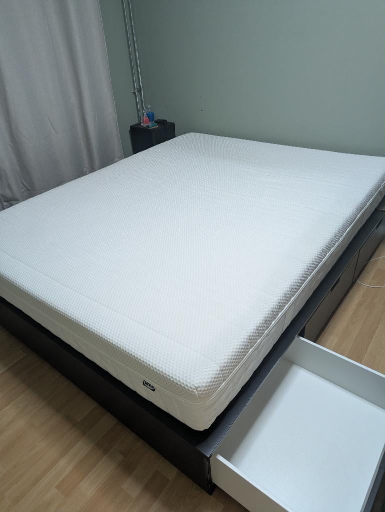 Bed, Huis en Inrichting, Slaapkamer | Bedden, Gebruikt, Zwart, Tweepersoons, Ophalen of Verzenden