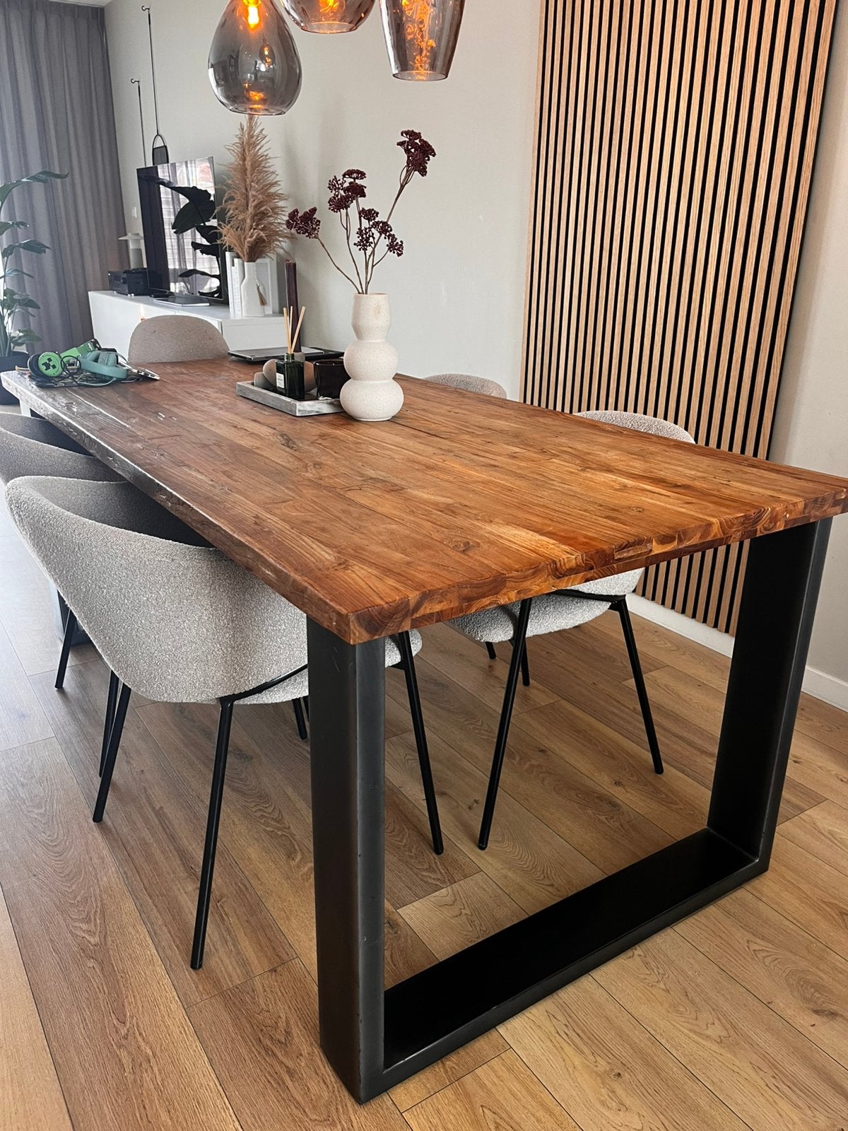 Eettafel mango hout 190x90, Ophalen, Gebruikt, 50 tot 100 cm, 150 tot 200 cm