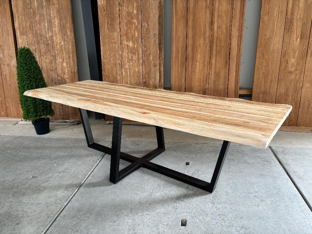 Tuintafel | Boomstam blank teak |  260cm | B-keus, Ophalen, Nieuw, Rechthoekig, Teakhout