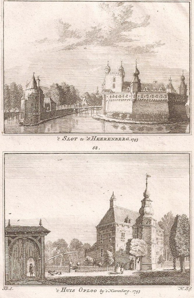 t Slot te 's Heerenberg 1743 't Huis Oploo by 's Heerenberg, Stadsgezicht, Ophalen of Verzenden, 15 cm, 10 cm