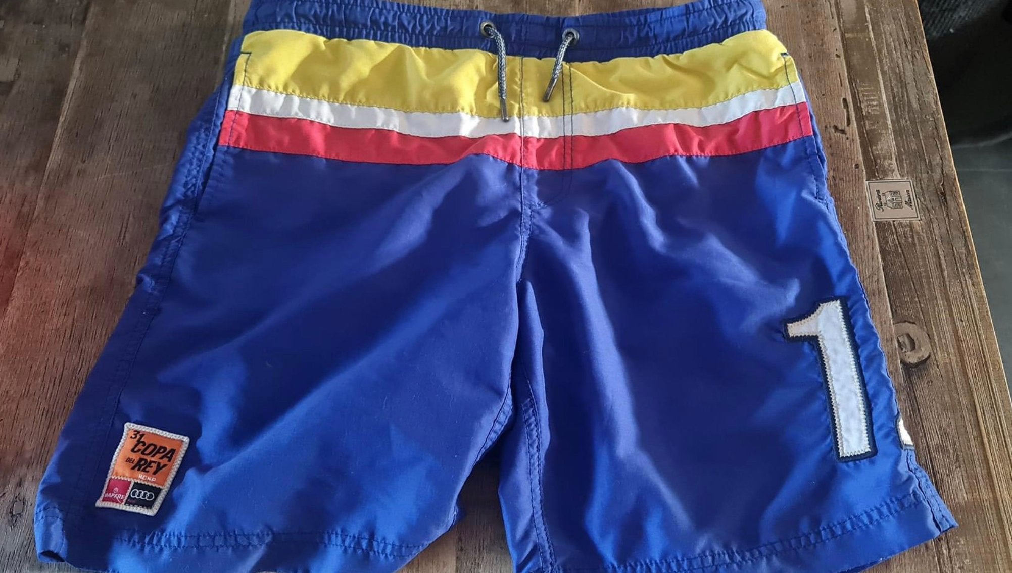 Gaastra Blauwe zwembroek met kleurrijke strepen maat 128, Verzenden, Zo goed als nieuw, Jongen, Sport- of Zwemkleding