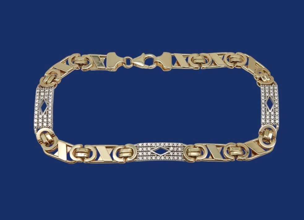 14 karaat Gouden Koningsschakel Armband Koningsarmband 21.5, Jw, Nieuw, Ophalen of Verzenden, Met edelsteen
