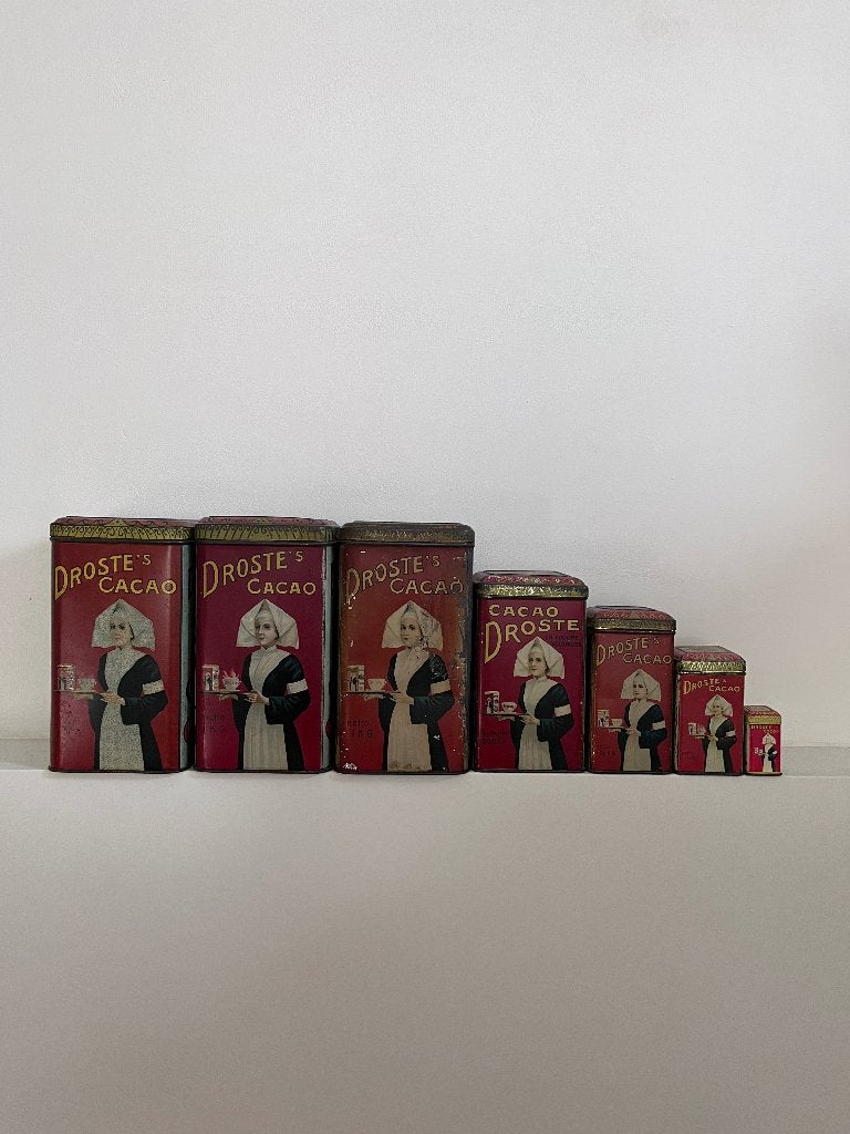 Droste vintage cacao blikken diverse maten, Verzamelen, Blikken, Ophalen of Verzenden, Gebruikt, Overige, Droste