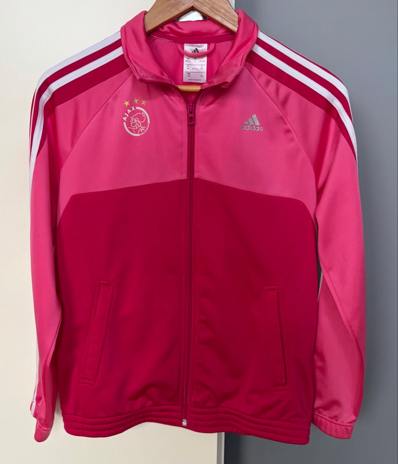 Adidas Ajax trainingsjack roze, Ophalen of Verzenden, Zo goed als nieuw, Meisje