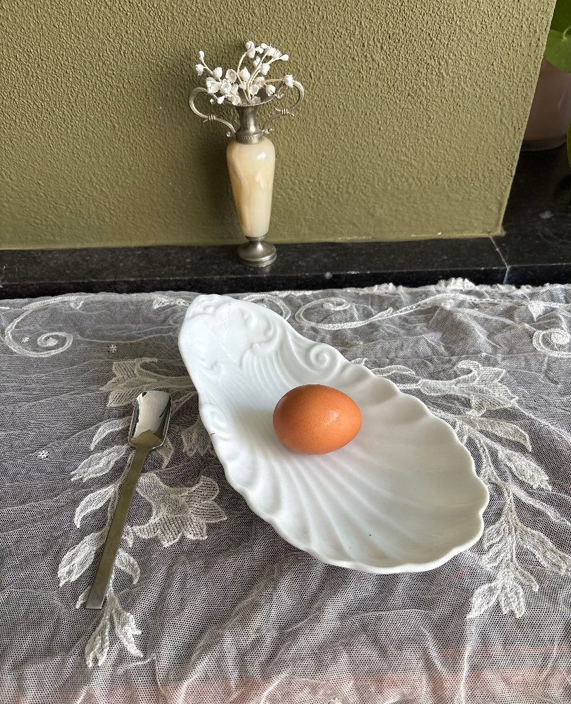serveerschaal schelp, Gebruikt, Vintage, Ophalen of Verzenden, Glas