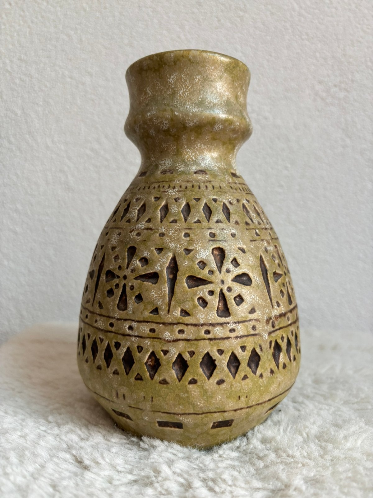 Fraaie West-Germany Ilkra Keramik vaas 18 cm jaren ‘60/‘70, Ophalen of Verzenden