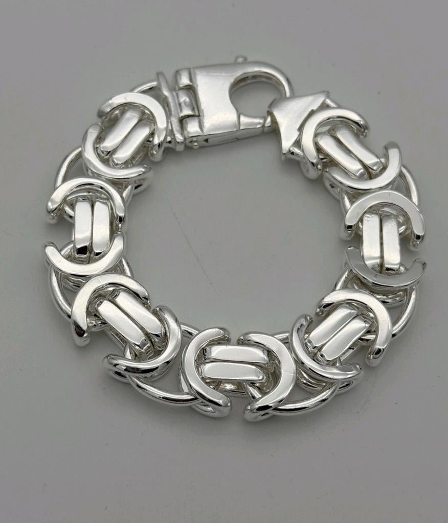 armband sterling platte koningsschakel 21 cm 120 gram, Ophalen of Verzenden, Zo goed als nieuw, Zilver, Pandora
