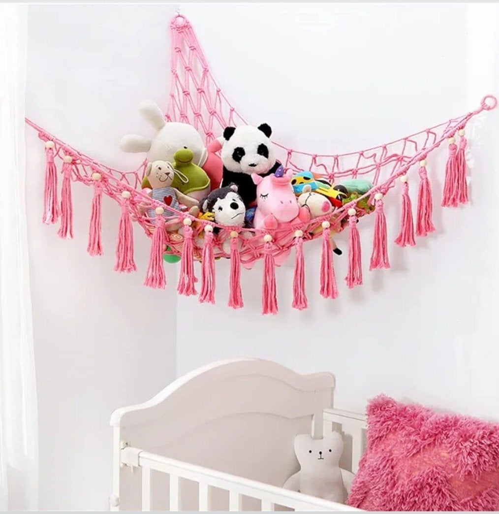 Roze Opbergnet voor Knuffels - Wanddecoratie, Overige merken, Handgemaakt, Nieuw, Ophalen of Verzenden