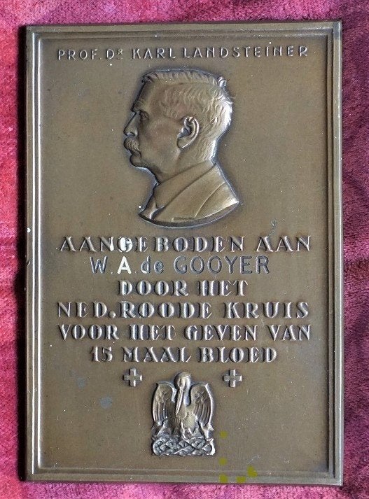 Plaquette en penning Prof. Dr. Karl Landsteiner., Ophalen of Verzenden, Brons
