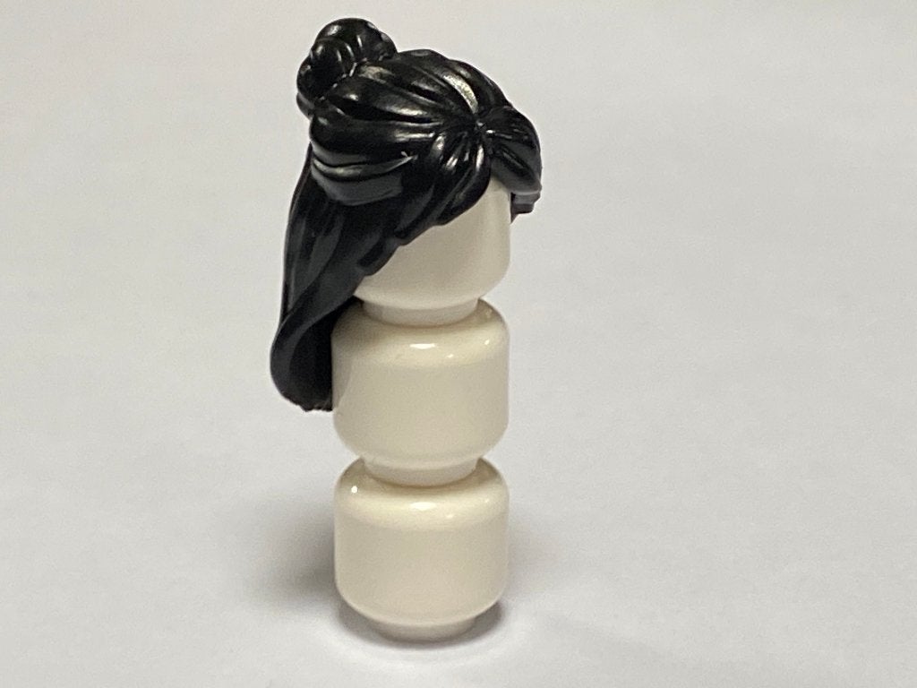 Lego nieuw vrouwelijk zwart lang haar, half los en in knot, Overige thema's, Lego, Nieuw, Ophalen of Verzenden