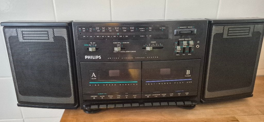 Ghettoblaster met demontabele boxjes & dubbel cassettespeler, Ophalen of Verzenden, Audio en Video