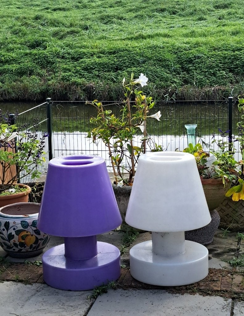 2x BLOOM portable lampen paars en wit large 56 cm wired, Ophalen, Kunststof, Gebruikt, Minder dan 50 watt