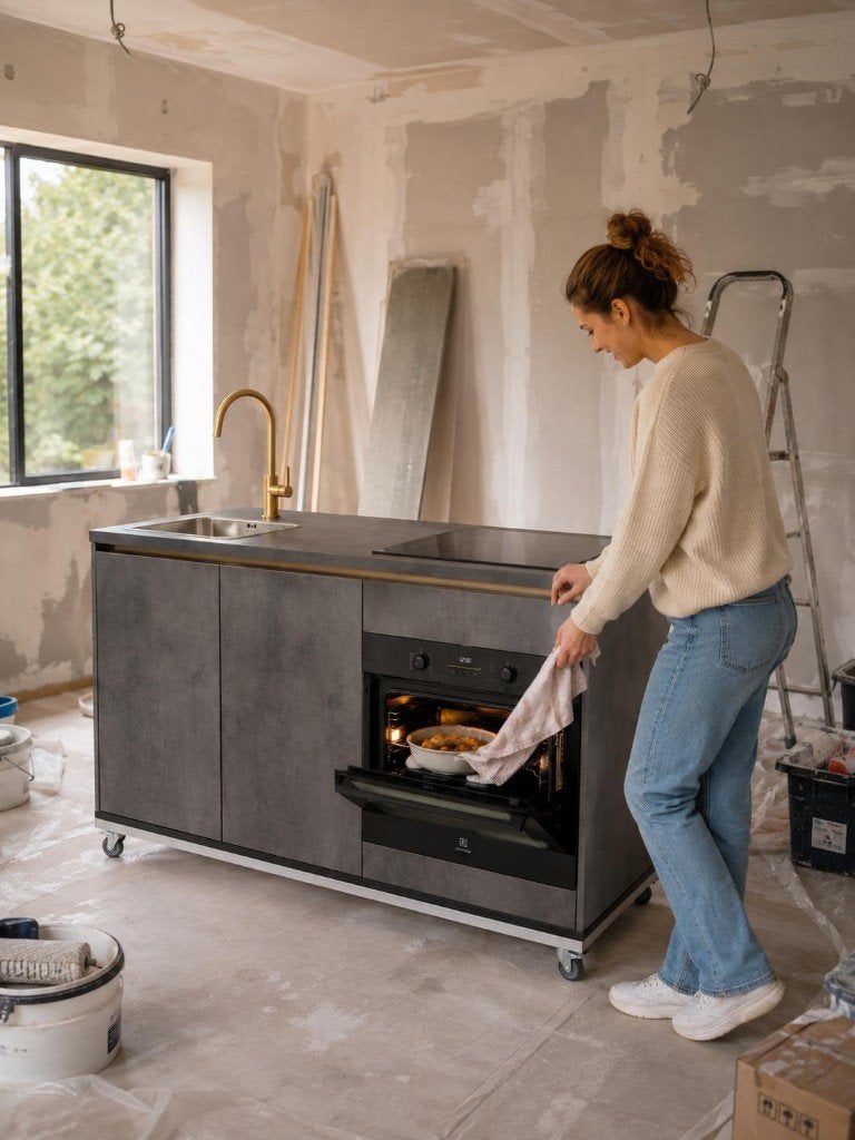 Exclusieve mobiele keuken huren / Noodkeuken bij verbouwing, Huis en Inrichting, Bruin, Verzenden, Overige typen, Nieuw