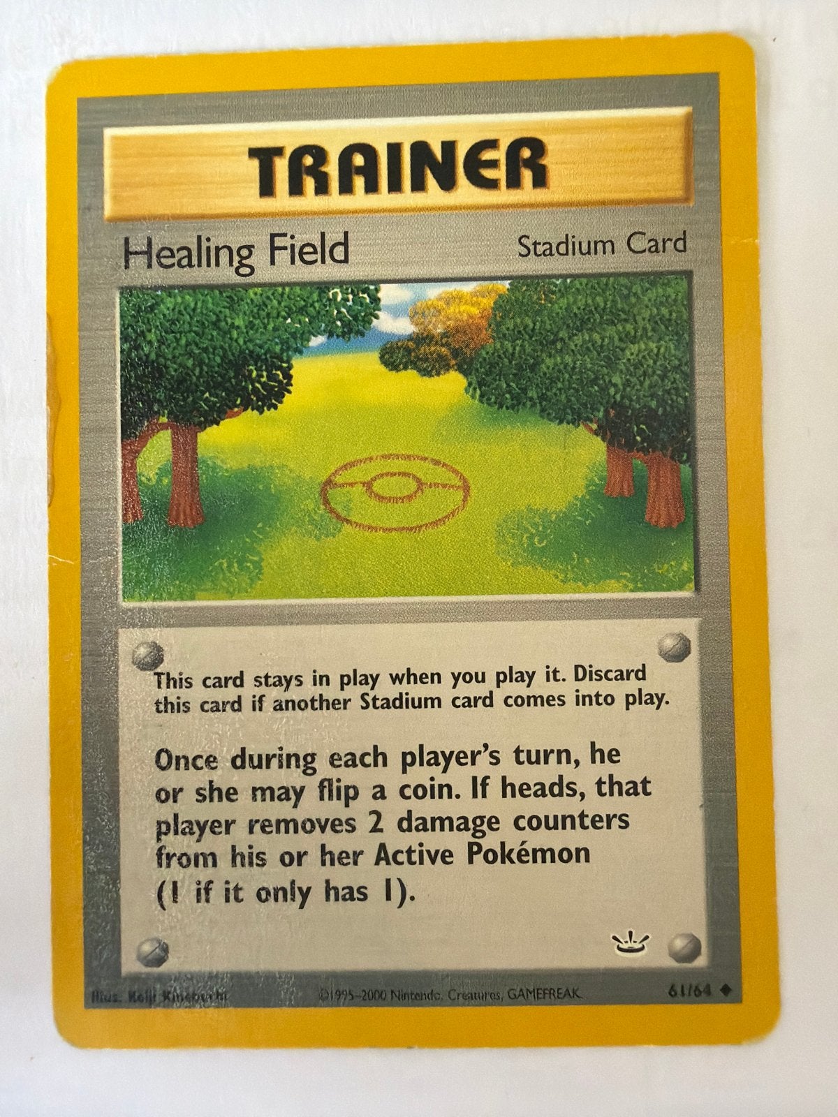 Pokémon TCG: Healing Field Trainer Kaart (Neo Genesis), Ophalen of Verzenden, Gebruikt, Losse kaart