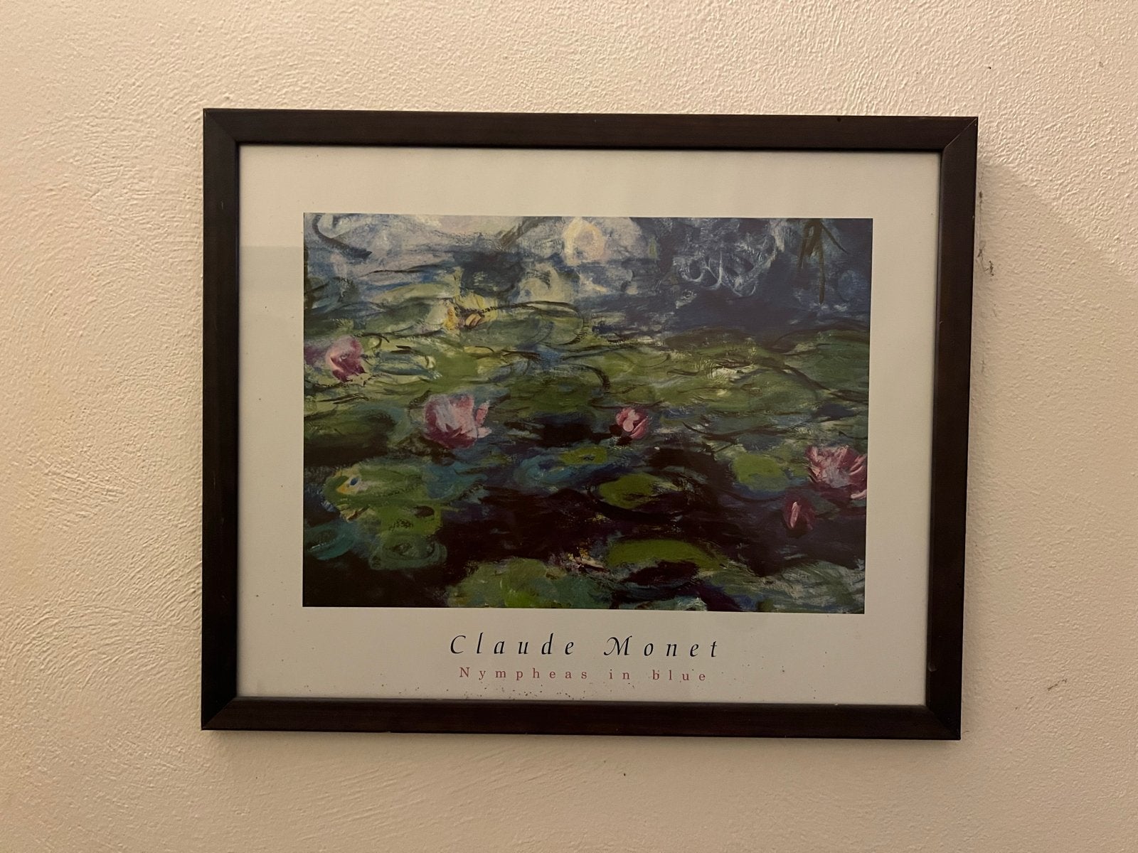Claude Monet - Nympheas in blue (ingelijste print), Bloemen, Impressionistisch, Ophalen of Verzenden, Print