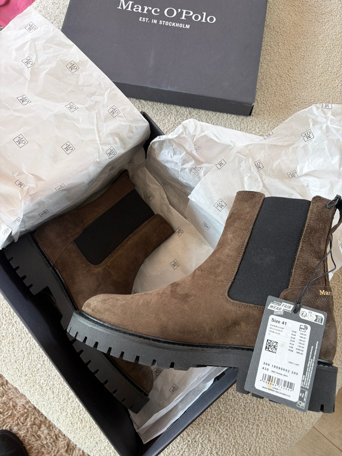 Marc O’Polo, dark mossy olive mt 41, Overige kleuren, Boots, Nieuw, Ophalen of Verzenden