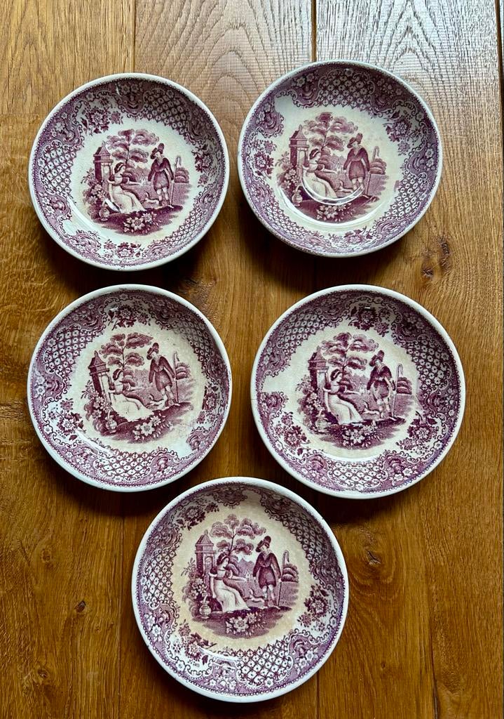 Schaaltjes 5 stuks Petrus Regout decor Pretty, Antiek en Kunst, Ophalen of Verzenden