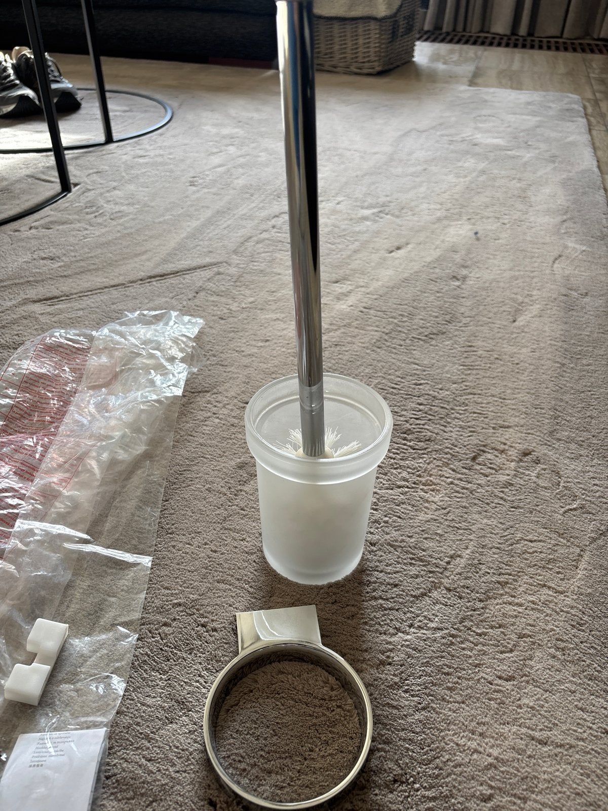 Toiletborstel met houder - Nieuw, Ophalen of Verzenden, Nieuw, Zilver, Toilet-accessoire