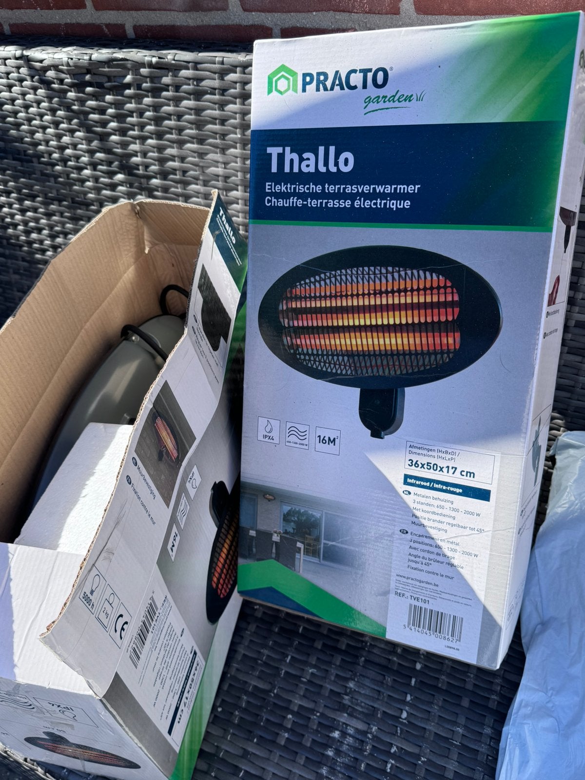 Terasverwarmer  nieuw in doos, Draaibaar, Parasol, Nieuw, Ophalen