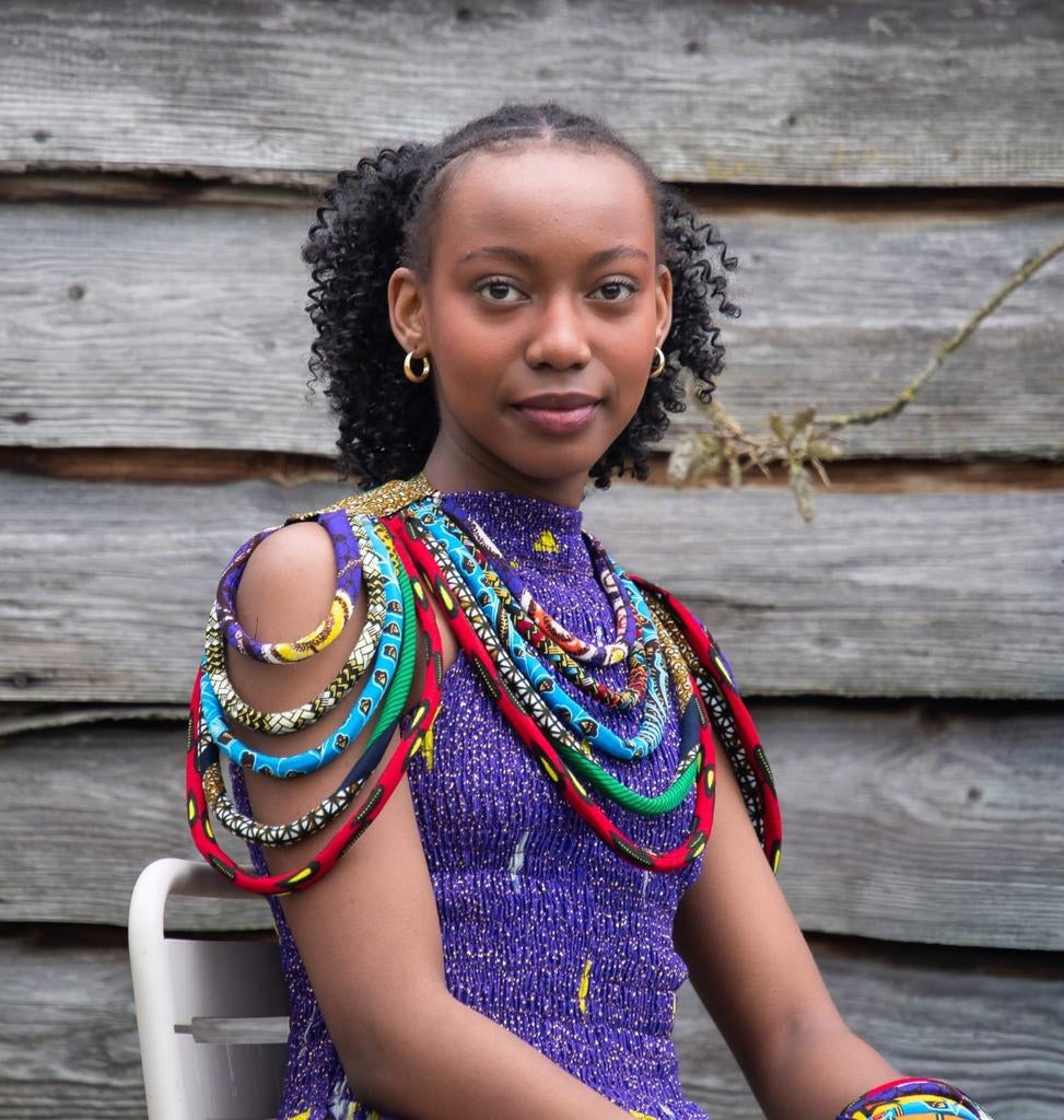 Batik katoenen ketting Ghana, Ophalen of Verzenden, Overige materialen, Ketting