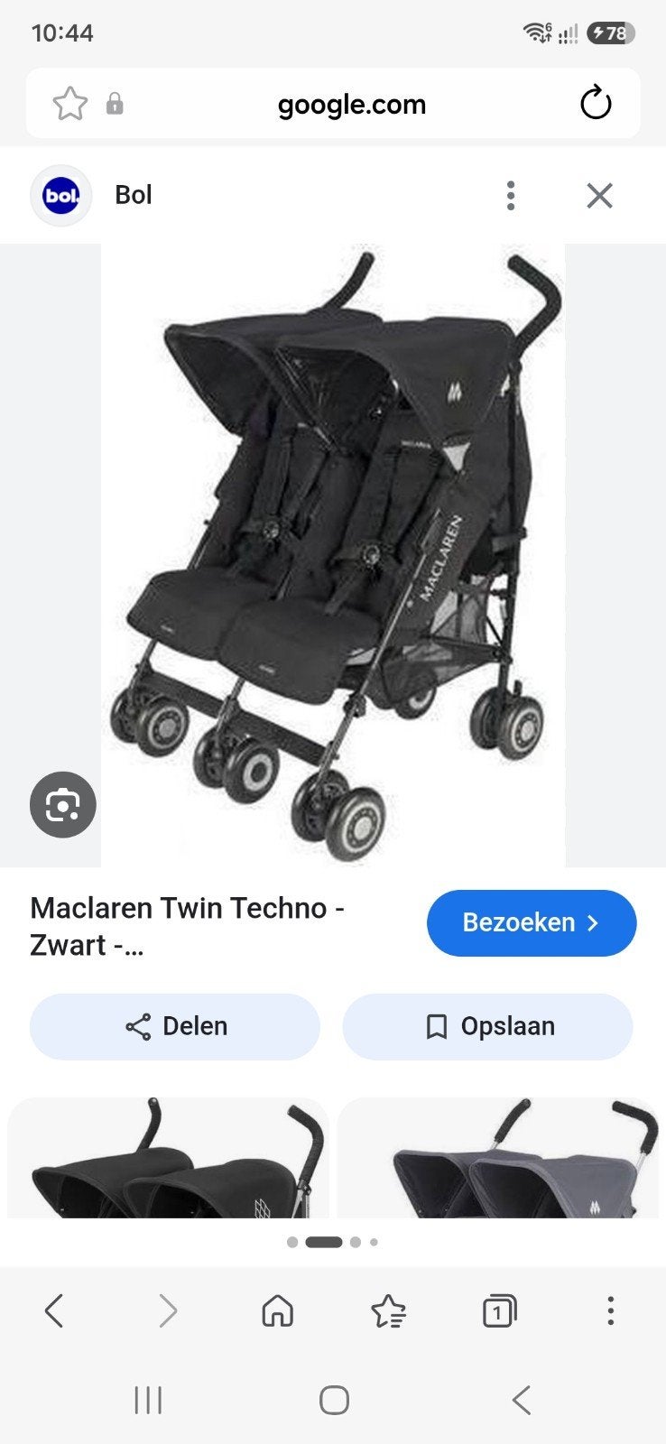 Maclaren Twin Techno - Zwart (gebruikt, maar prima), Gebruikt, Duowagen, Ophalen, Kinderwagen
