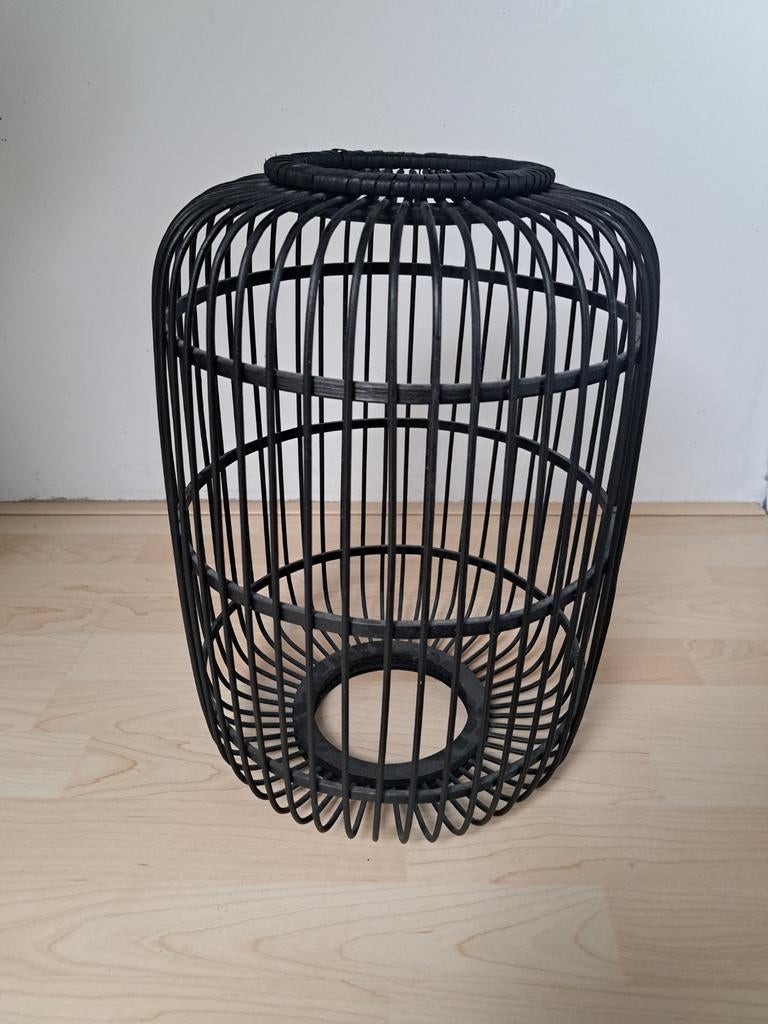 Zwarte rieten lampenkap - 42 cm hoog, Ophalen, Boho, Modern, Natuurlijk, Gebruikt, 25 tot 50 cm