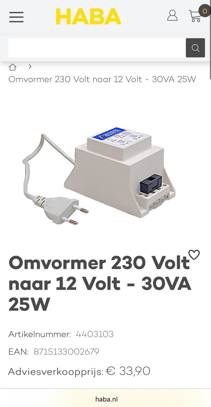 Haba caravan omvormer 220v naar 12v 25w 25 watt trafo, Ophalen, Zo goed als nieuw