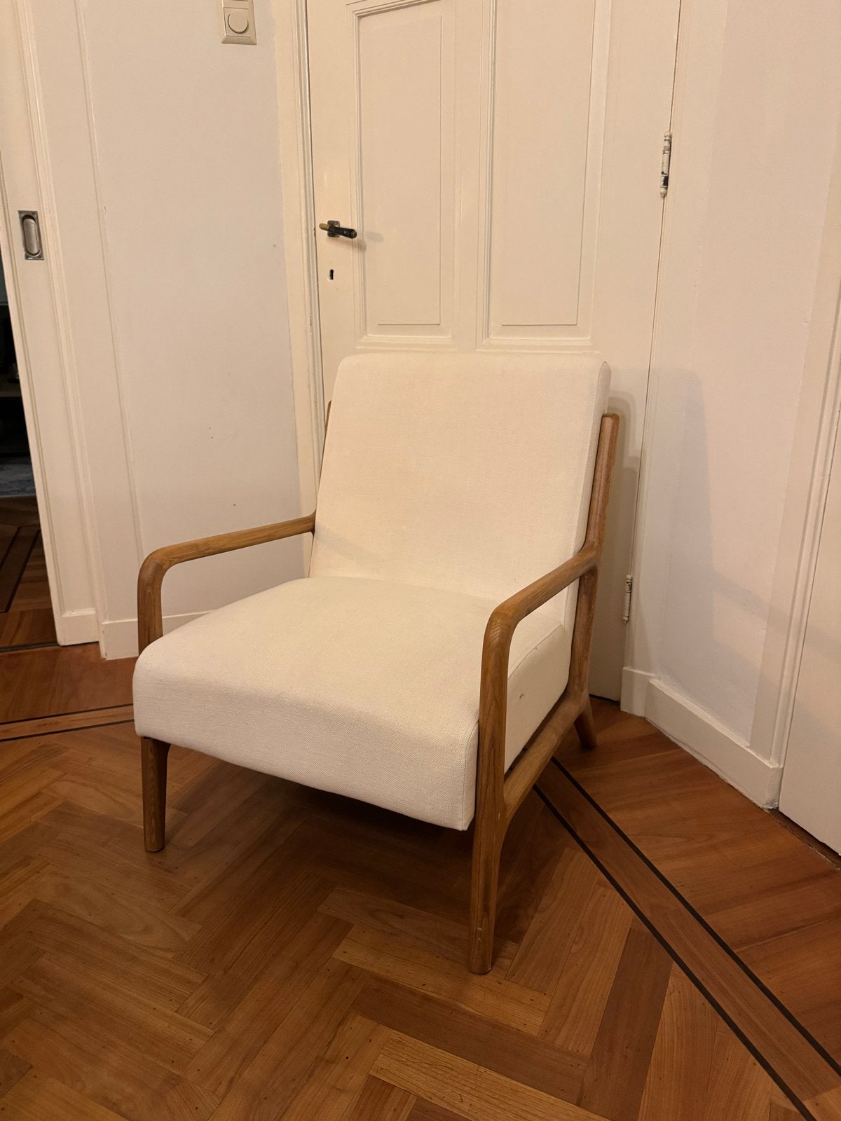 Zara Home Comfortabele fauteuil houten frame, Huis en Inrichting, Ophalen, Gebruikt, 75 tot 100 cm, 50 tot 75 cm