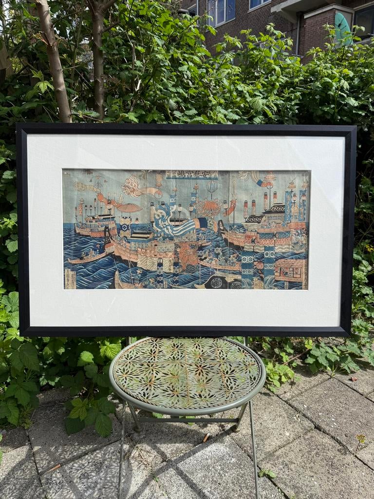 Groot Antiek Japans schilderij!, Ophalen of Verzenden