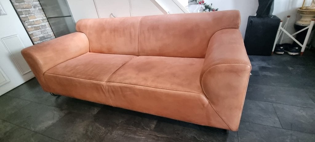Echte leren cognac kleurige bank, Huis en Inrichting, Gebruikt, 150 tot 200 cm, Ophalen of Verzenden, Leer