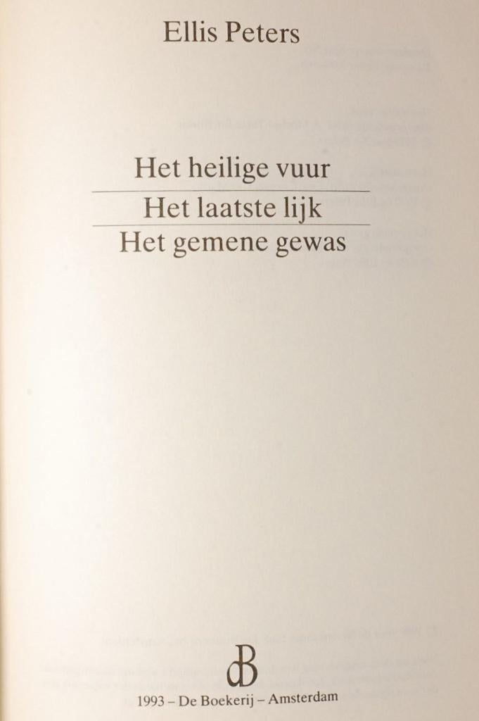 Ellis Peters - Drie middeleeuwse detectives (1993), Boeken, Detectives, Verzenden, Zo goed als nieuw
