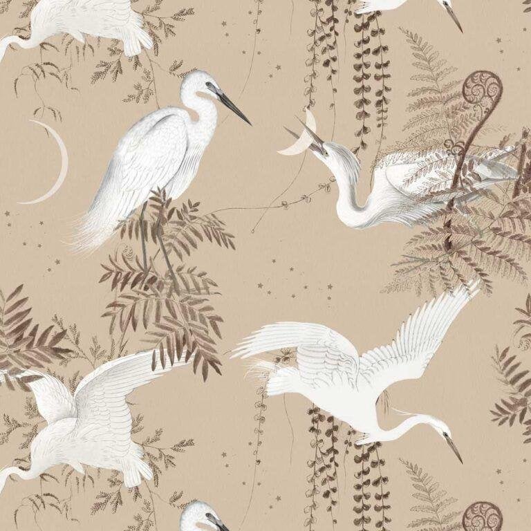 Kinderbehang Reigers Behang Kinderkamer Beige Dekornik, Wodzirejow 5a, 02-824 Warsaw, Poland, Nieuw, Ophalen of Verzenden, Dekornik