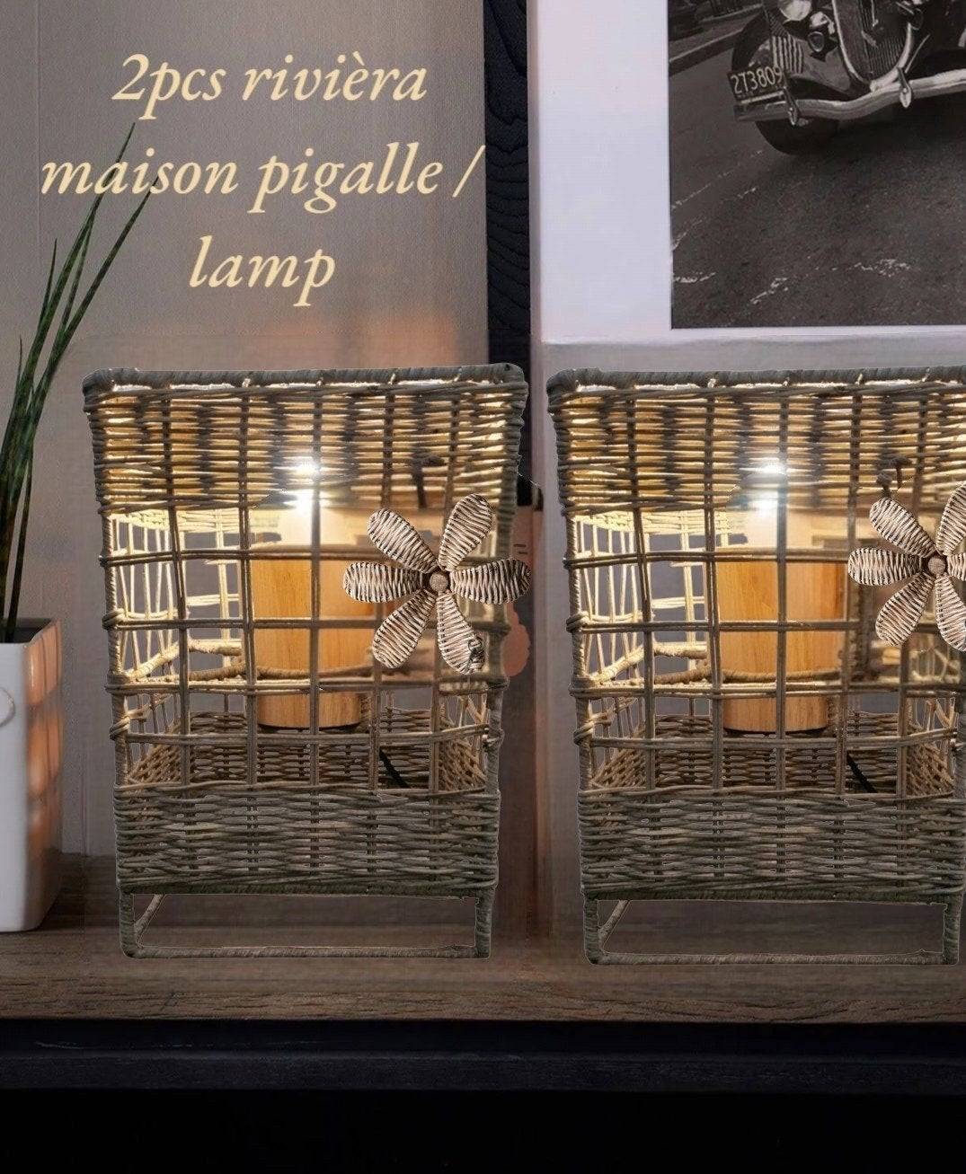 2 pcs rivièra maison pigalle ( 220volt lampen) & rm flowers, Ophalen of Verzenden, Zo goed als nieuw