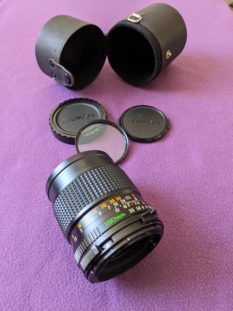 Mamiya-Sekor C 150mm f/3.5 (M645-vatting) + toebehoren, Audio, Tv en Foto, Fotografie | Lenzen en Objectieven, Zo goed als nieuw