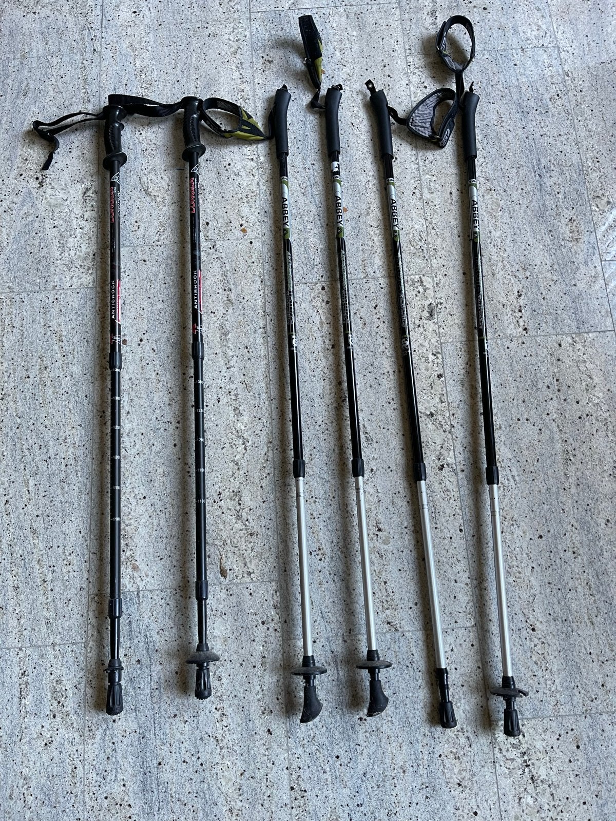 3 sets Nordic Walking Stokken (Abbey & Longda), Sport en Fitness, Ophalen, Gebruikt, Wandelstok