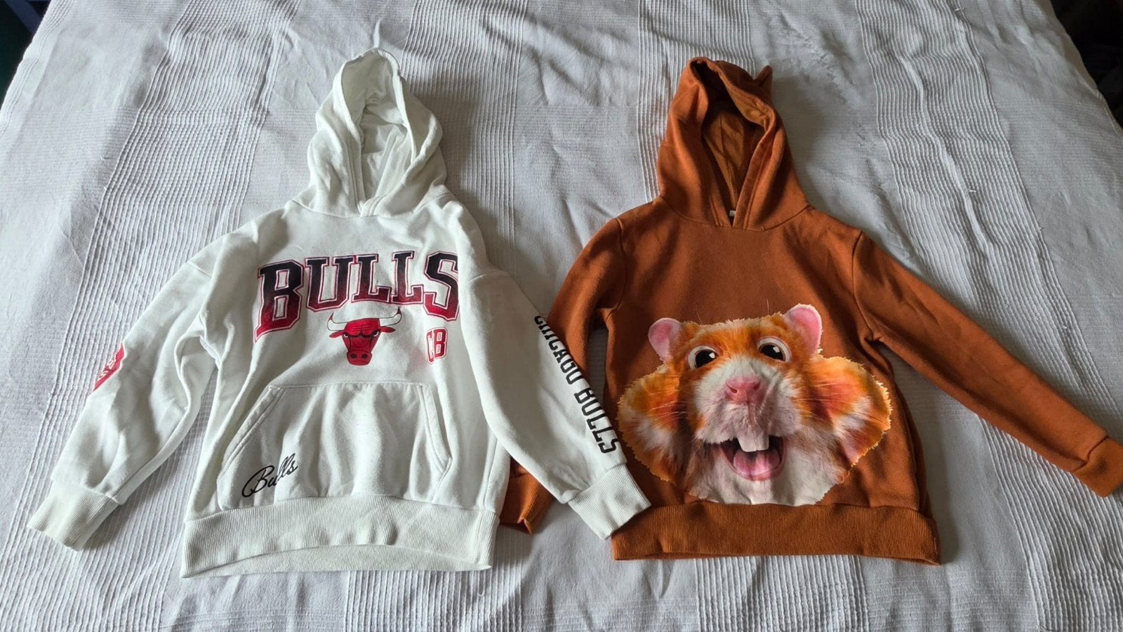 Hamsteren! Set van 2 leuke truien maat 128, Gebruikt, Trui of Vest, Primark+ AH, Ophalen of Verzenden