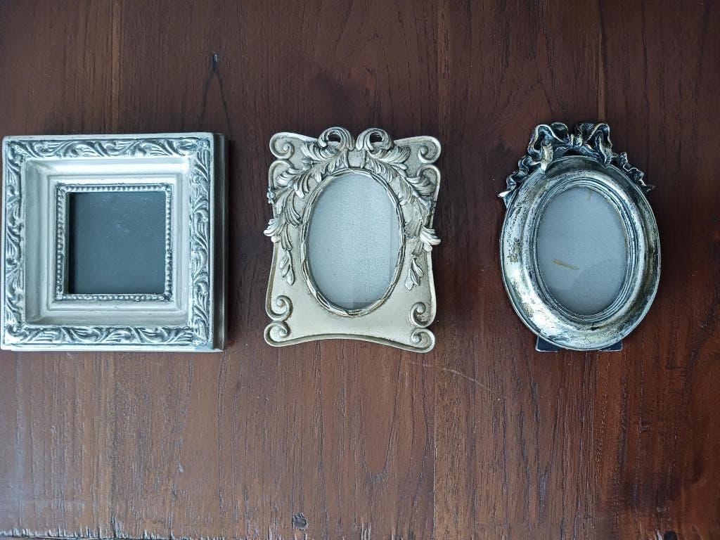 3 stuks zilverkleurige fotolijstjes, Huis en Inrichting, Woonaccessoires | Lijsten, Minder dan 50 cm, Minder dan 50 cm, Hout, Ophalen