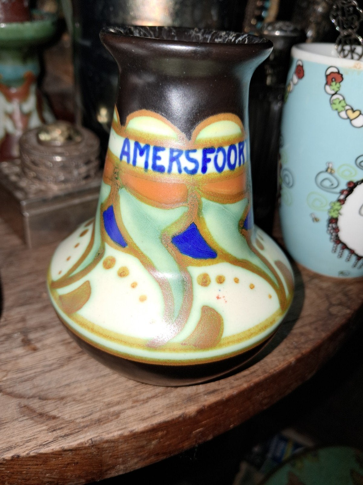 Goedewaagen Gouda plateel souvenirvaasje Amersfoort 10cm, Antiek en Kunst, Ophalen of Verzenden