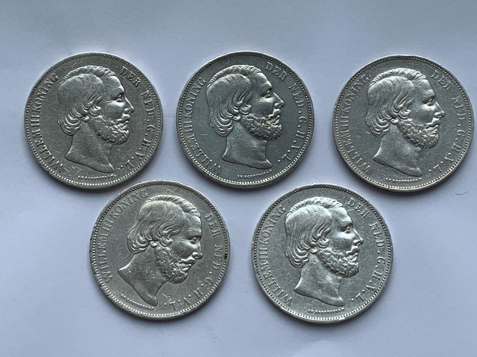 5 mooie zilveren rijksdaalders willem 3, Ophalen of Verzenden, Koning Willem III, 2½ gulden