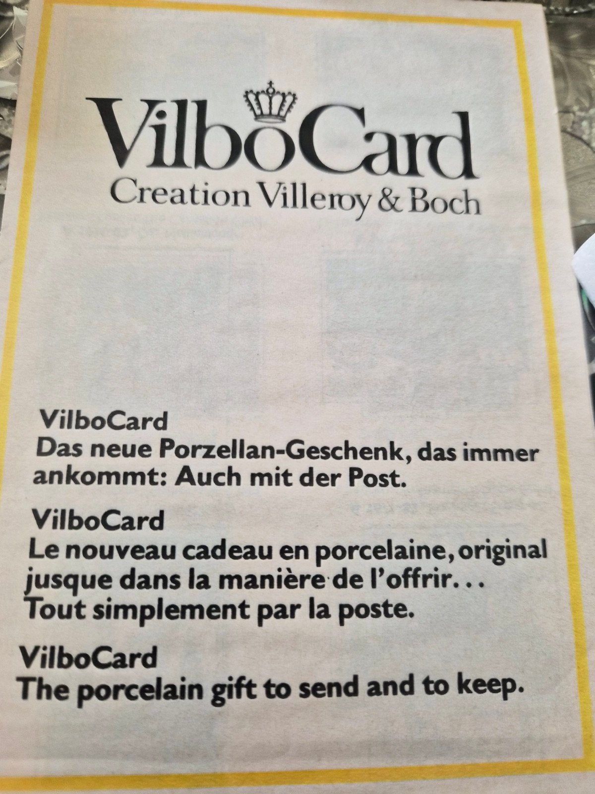Porseleinen vilbo Card, Ophalen of Verzenden