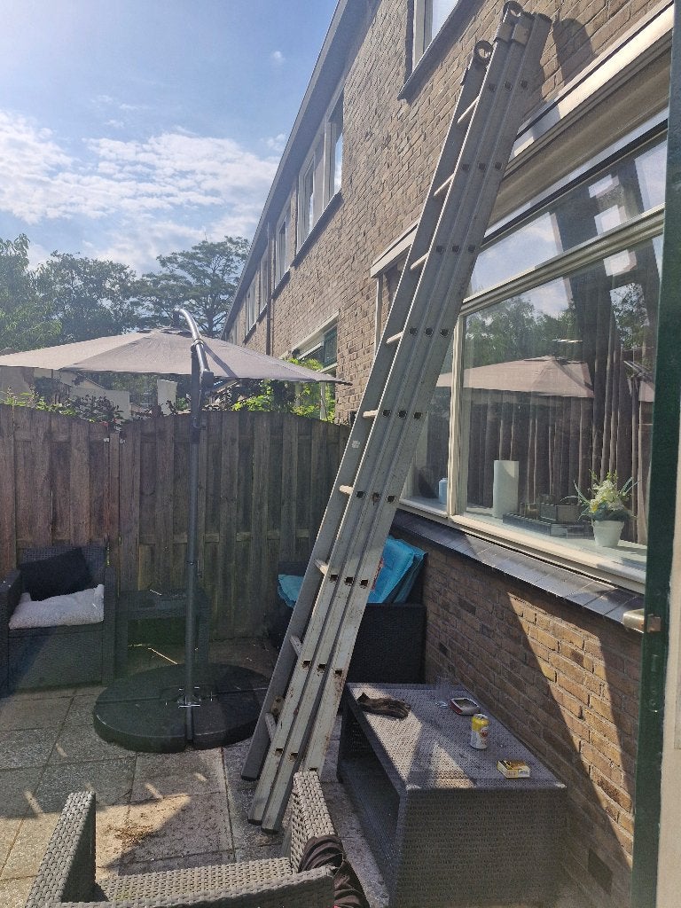 Aluminium Glazenwassers ladders 3×9 sports, Ophalen, Gebruikt, Ladder, 4 meter of meer