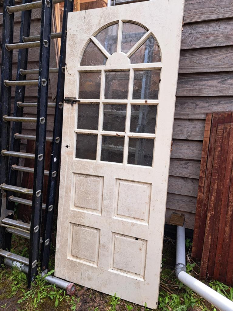 Gratis afhalen :        hardhouten binnendeur met glas., Doe-het-zelf en Verbouw, Deuren en Horren, Ophalen, Gebruikt, 80 tot 100 cm