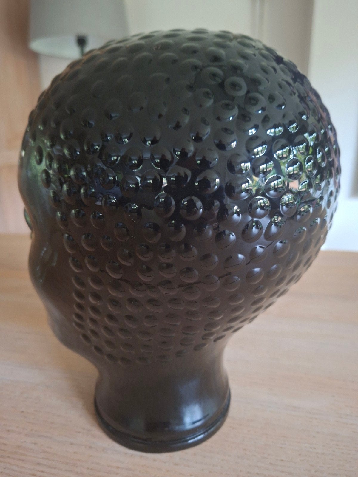 Retro zwart glazen hoofd voor koptelefoon helm of pruik, Verzenden, Huis en Inrichting