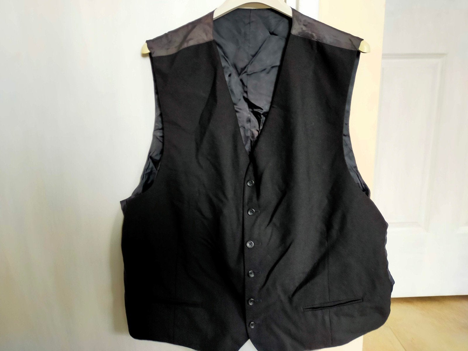 Vintage waistcoat gilet XL zwart, Verzenden, Zo goed als nieuw