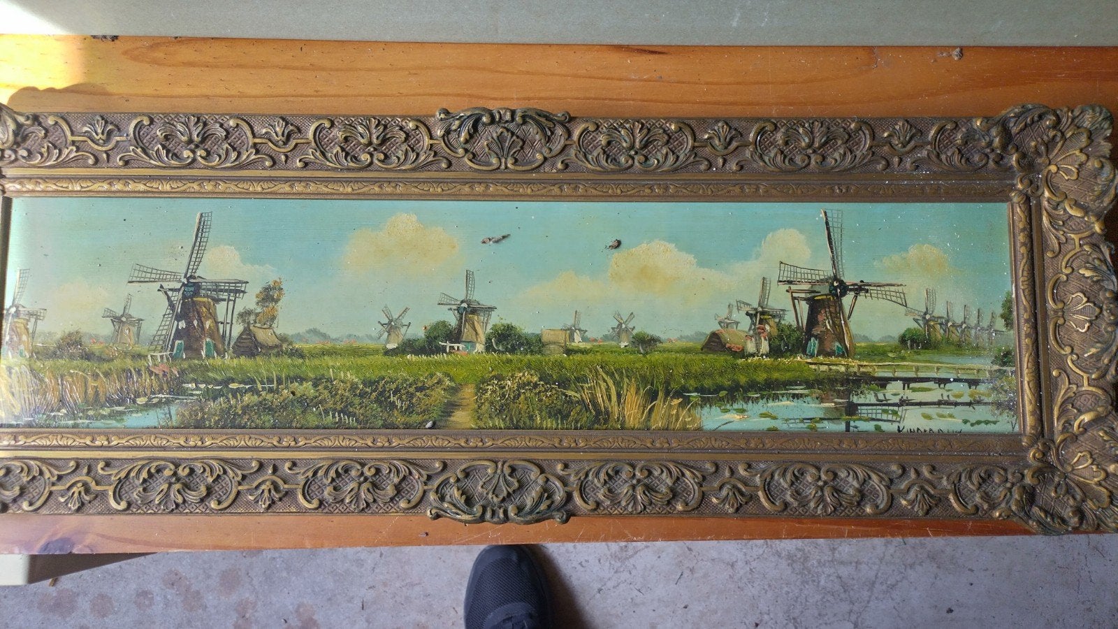 Oud Hollands Landschap met Molens - Olieverf op Doek, Doek, Realistisch, Ophalen of Verzenden, Landschap