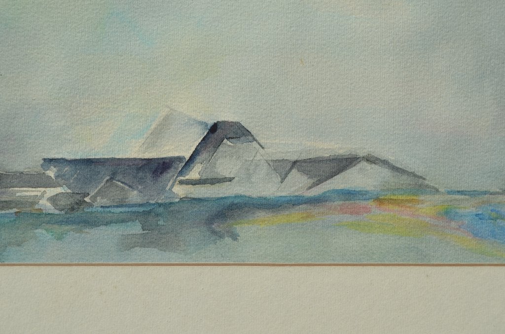 Fraaie aquarel gestileerd landschap/boerderij ipst., Ophalen of Verzenden