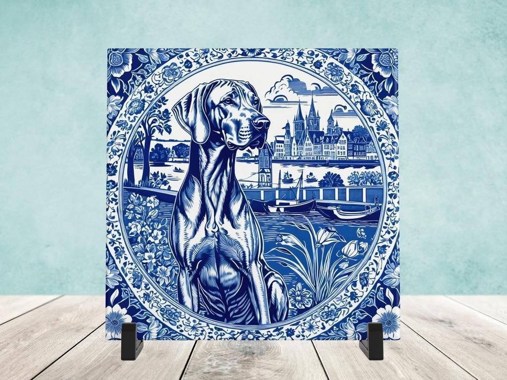 Delfts Blauwe Ridgeback tegel incl houder, Ophalen of Verzenden, Nieuw